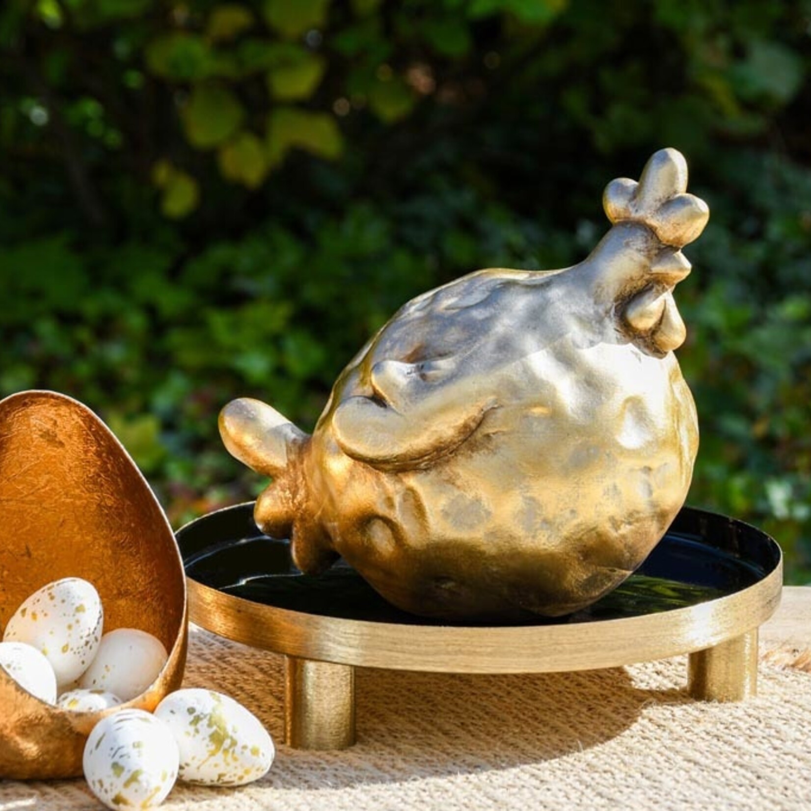 Kip - Terracotta - Goud - 17x12x16cm