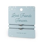 Armbandjes duo - Koord met zilveren hartje - Best friends forever