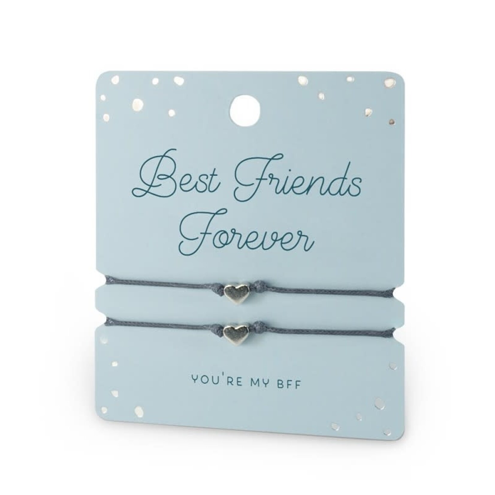 Armbandjes duo - Koord met zilveren hartje - Best friends forever