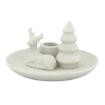 Kandelaar OLLY - Hert - Porselein - Wit - Ø15 x 10cm