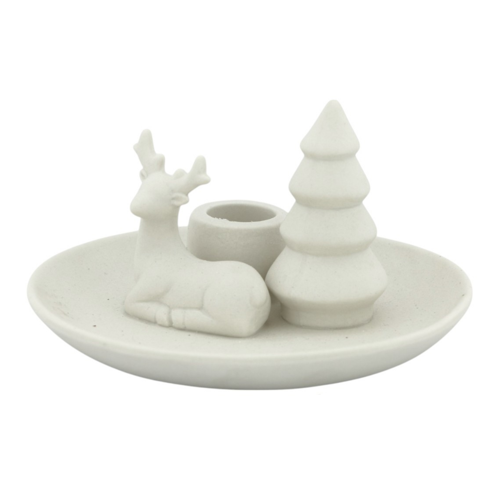 Kandelaar OLLY - Hert - Porselein - Wit - Ø15 x 10cm