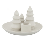 Kandelaar OLLY - Kerstbomen - Porselein - Wit - Ø15 x 10cm