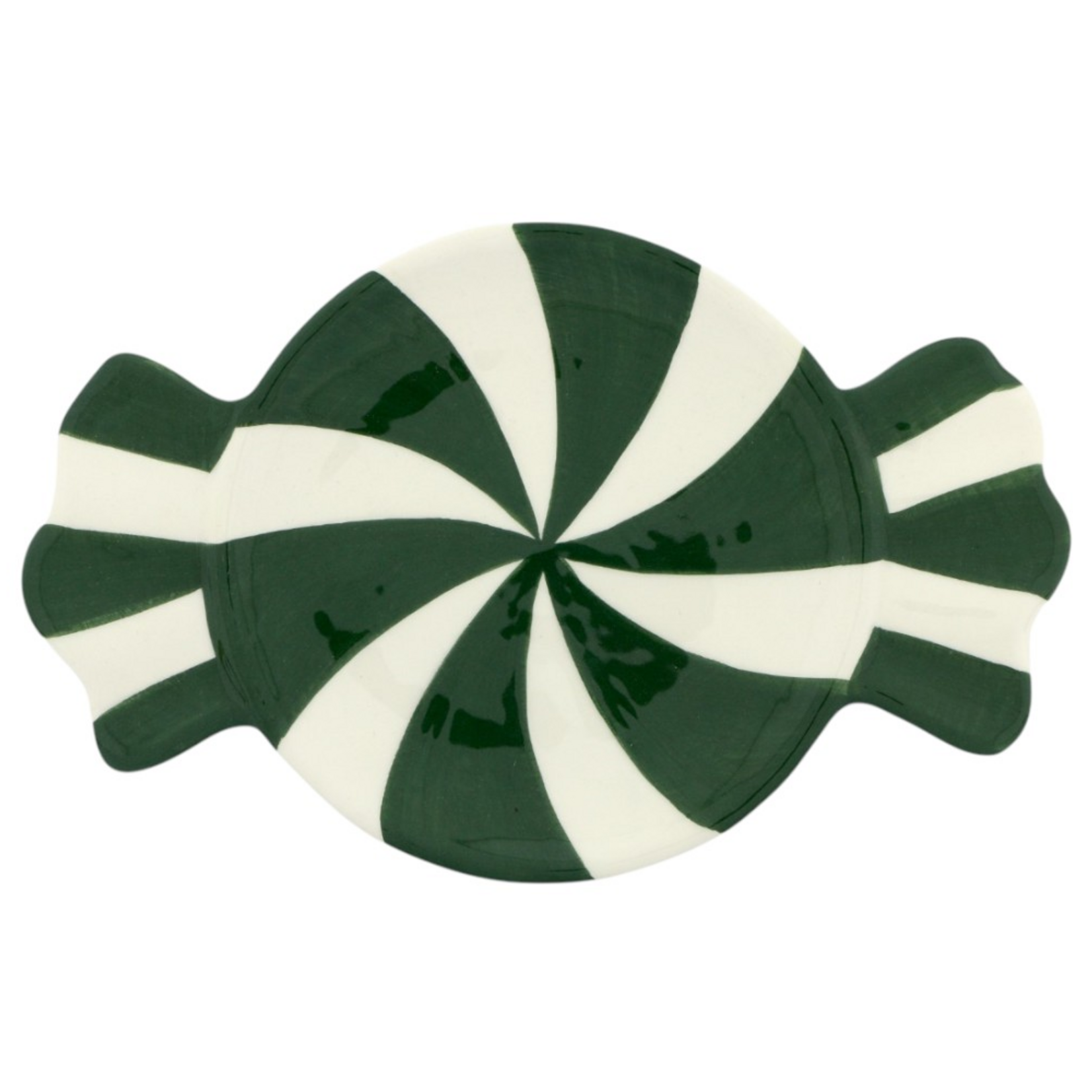 Bord CANDY - Keramiek - Rond - Groen/Wit - 60 x 43 cm
