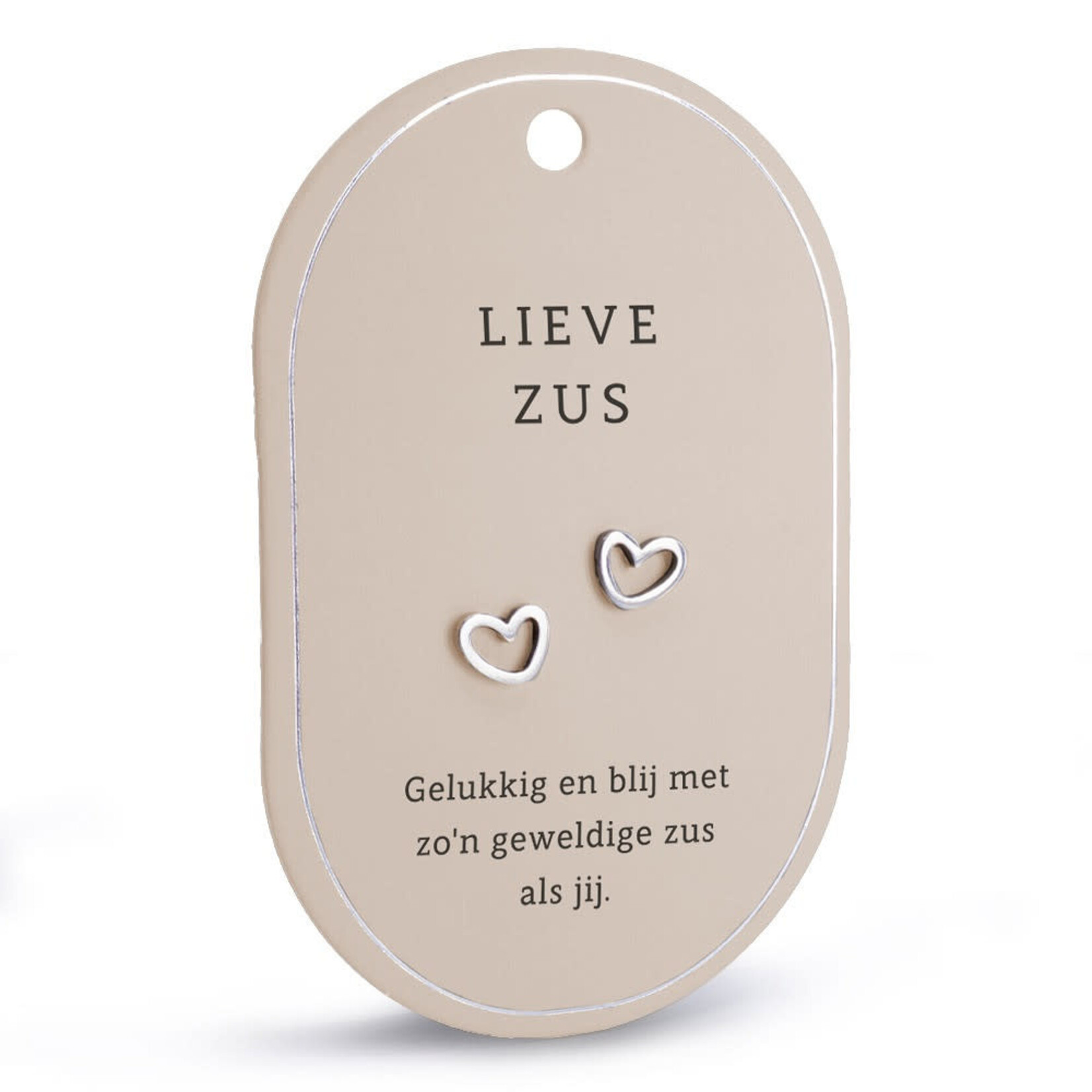 Oorbellen - Hartendiefjes - "Lieve zus" - Zilver