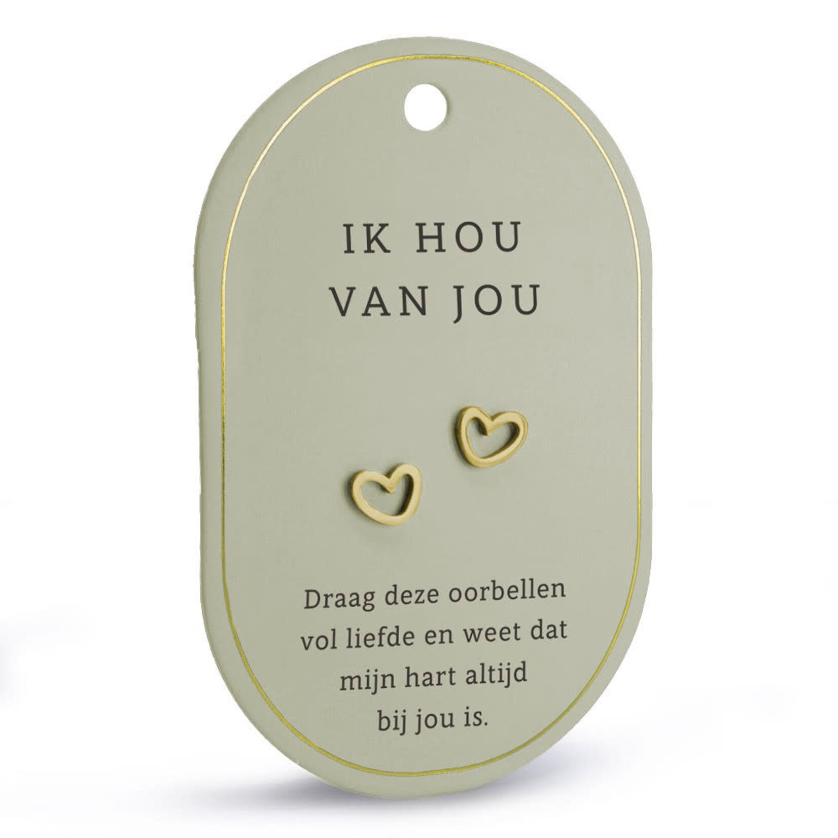 Oorbellen - Hartendiefjes - "Ik hou van jou" - Goud