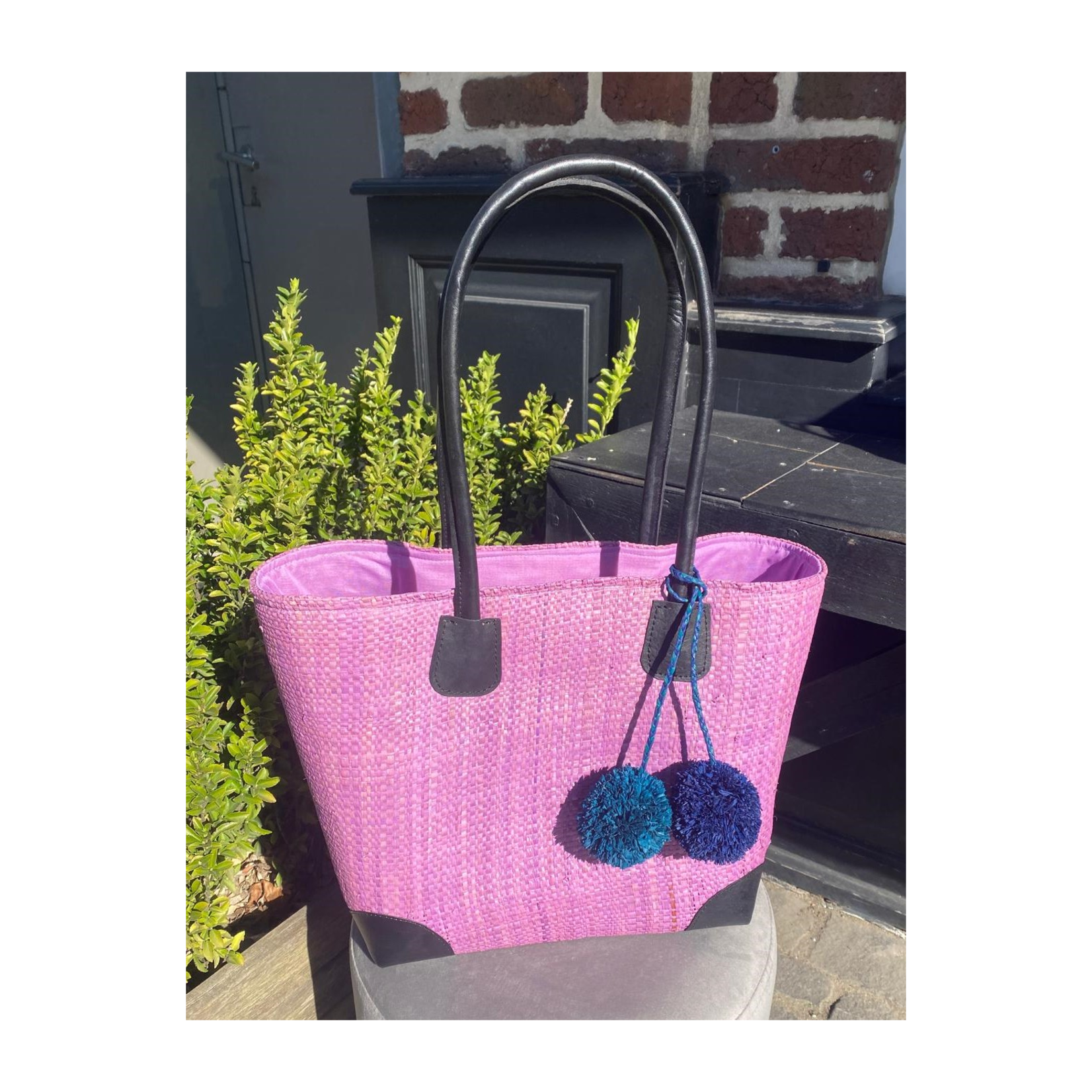 Rieten tas ANGARA - Parme -  (S) 25 x 15 x 22 cm