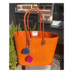 Rieten tas ANGARA - Feloranje - (L) 42 x 22 x 34 cm