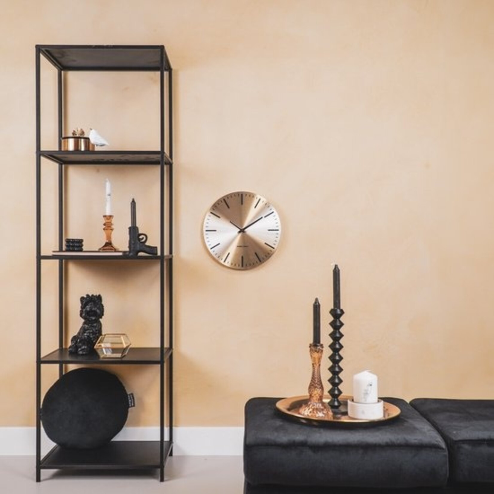 Klok - Modern Stripe - Goud/Zwart - 35,5x4x35,5cm