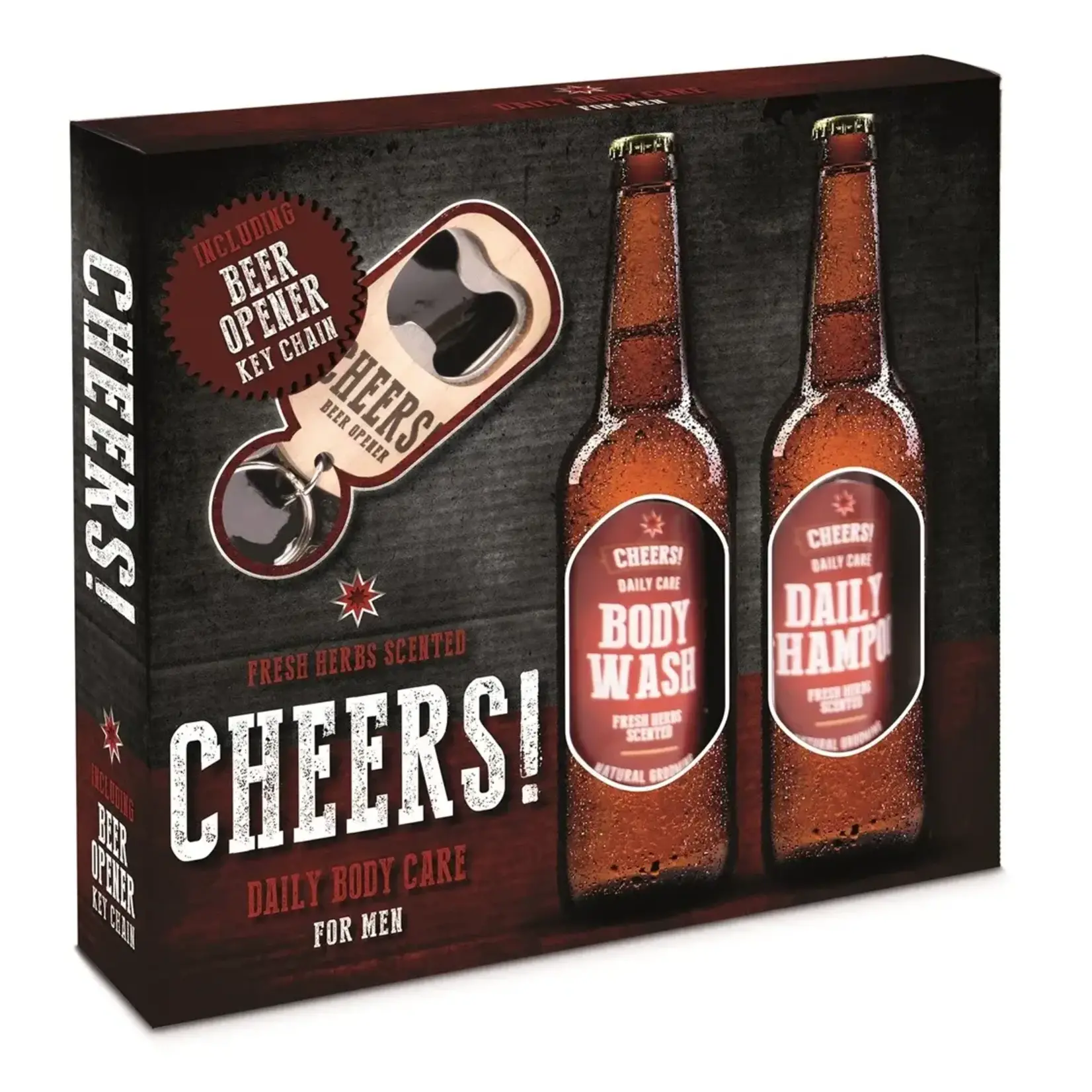 Badgeschenkset CHEERS met flesopener