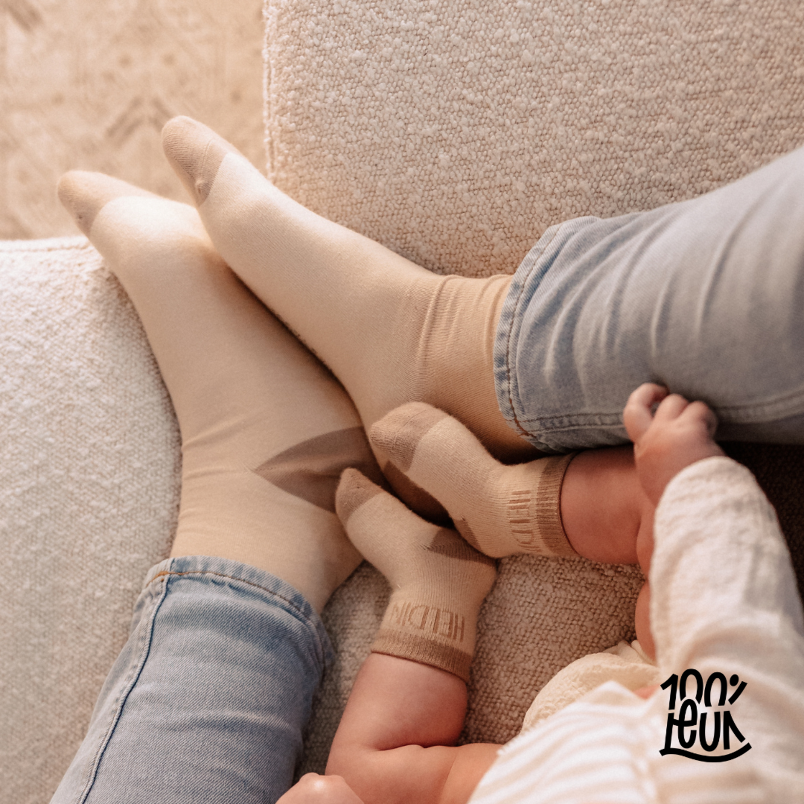 Babysokjes op kaart - HELDIN - Viscose - Zand - 0 tot 3 maanden
