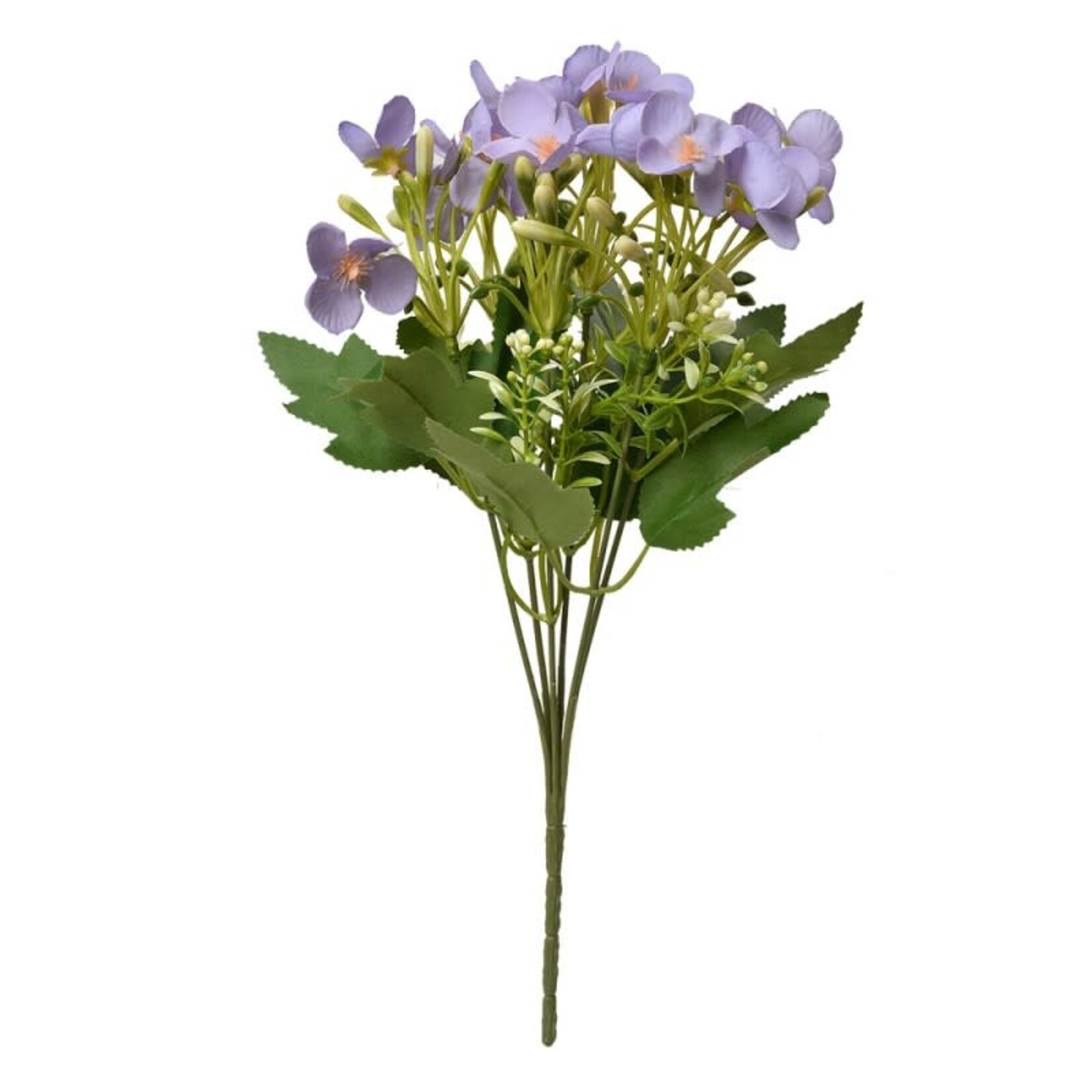 Kunstbloem - Tak met bloemen - Kunststof - Paars - 15x15x30cm