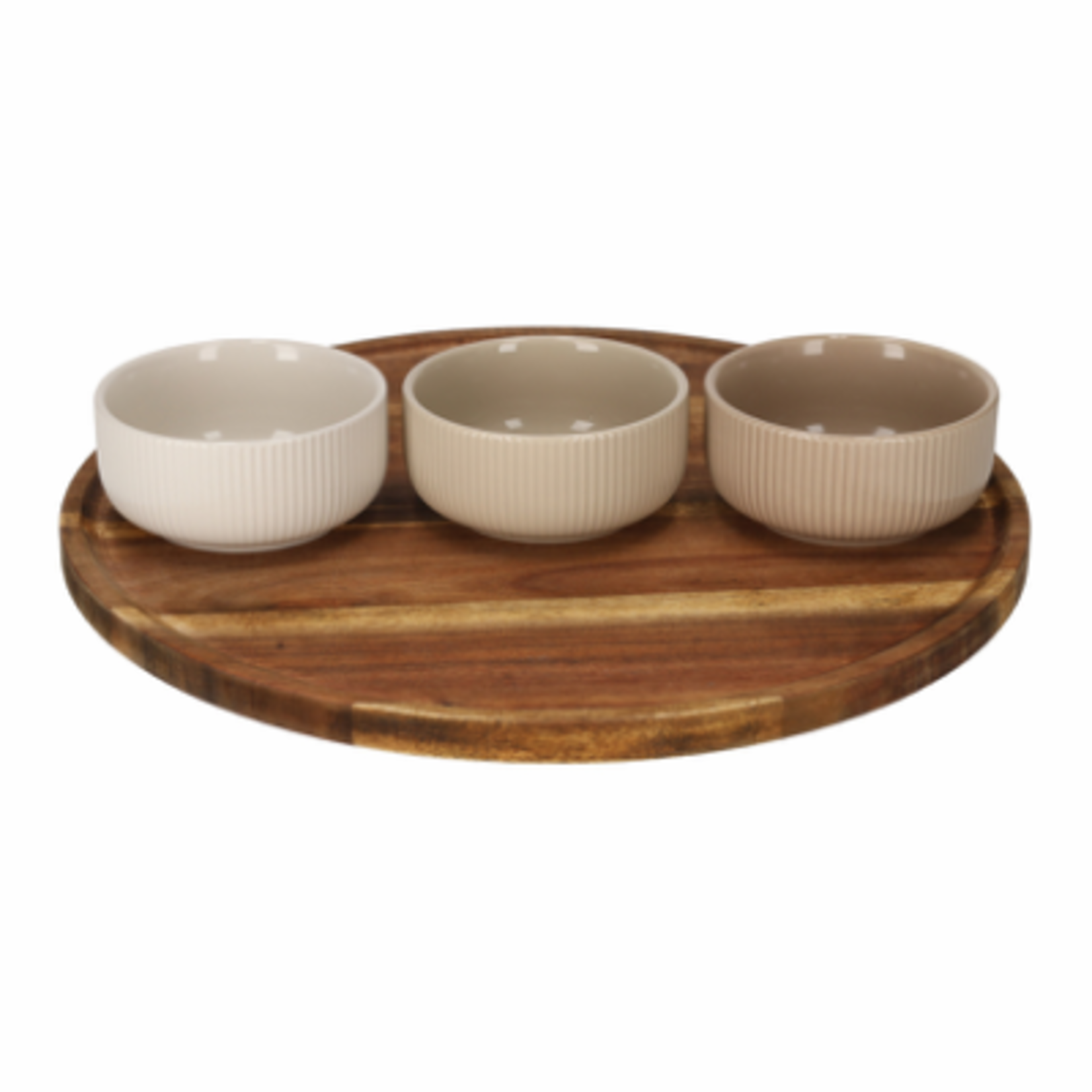 Plateau (Draaibaar) LAZY BOB met schaaltjes - Naturel/Beige - Ø34 x 6,7 cm