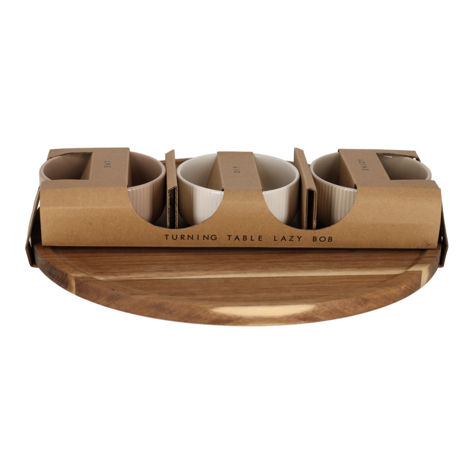 Plateau (Draaibaar) LAZY BOB met schaaltjes - Naturel/Beige - Ø34 x 6,7 cm