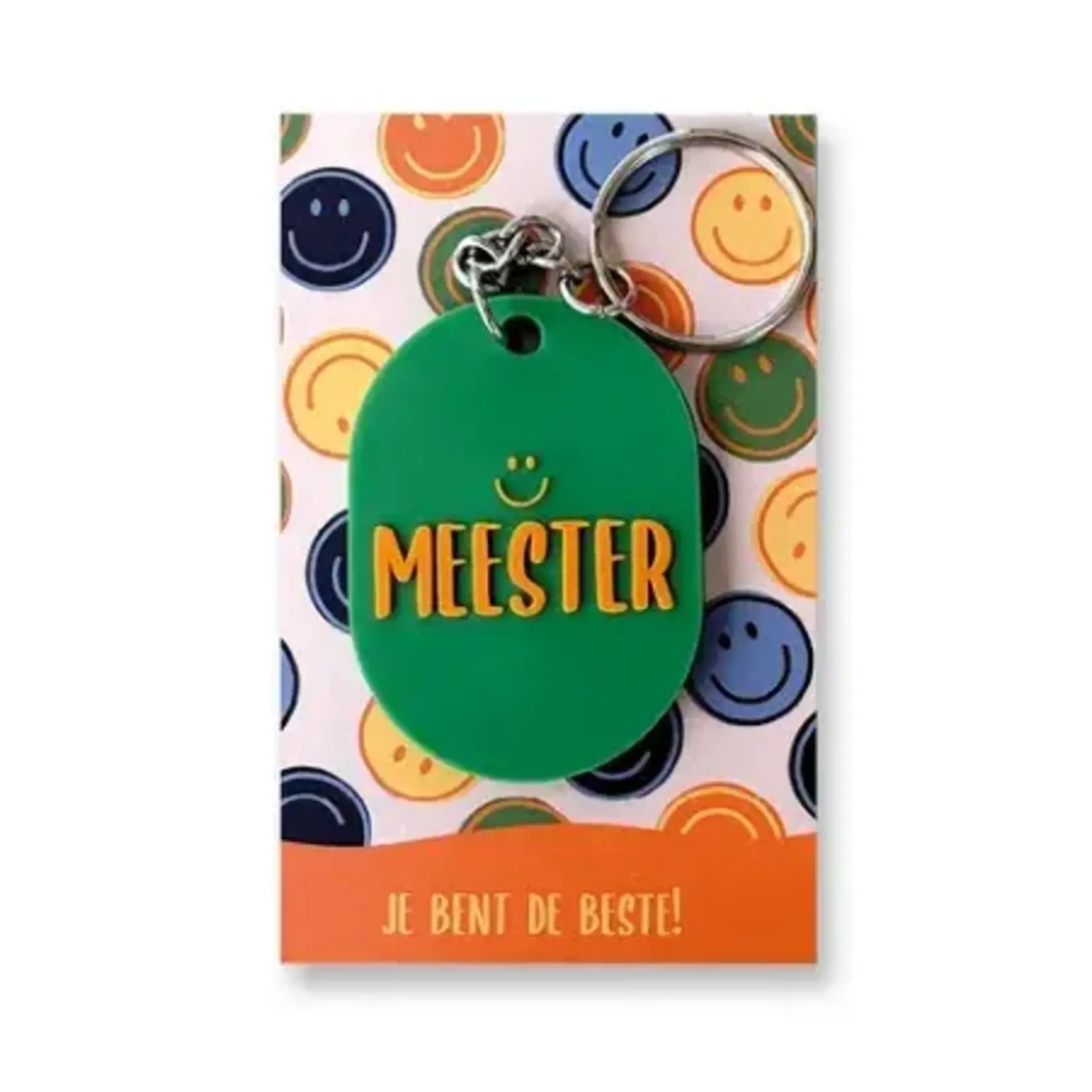 Sleutelhanger ovaal MEESTER - PVC - Groen/Oranje - 50x36mm