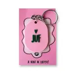 Sleutelhanger ovaal JUF - PVC - Roze/Groen - 50x36mm