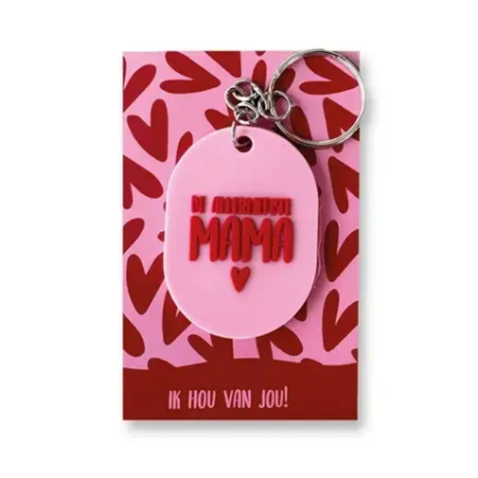 Sleutelhanger ovaal MAMA - PVC - Roze/Rood - 50x36mm