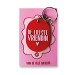 Sleutelhanger ovaal VRIENDIN - PVC - Rood/Roze - 50x36mm