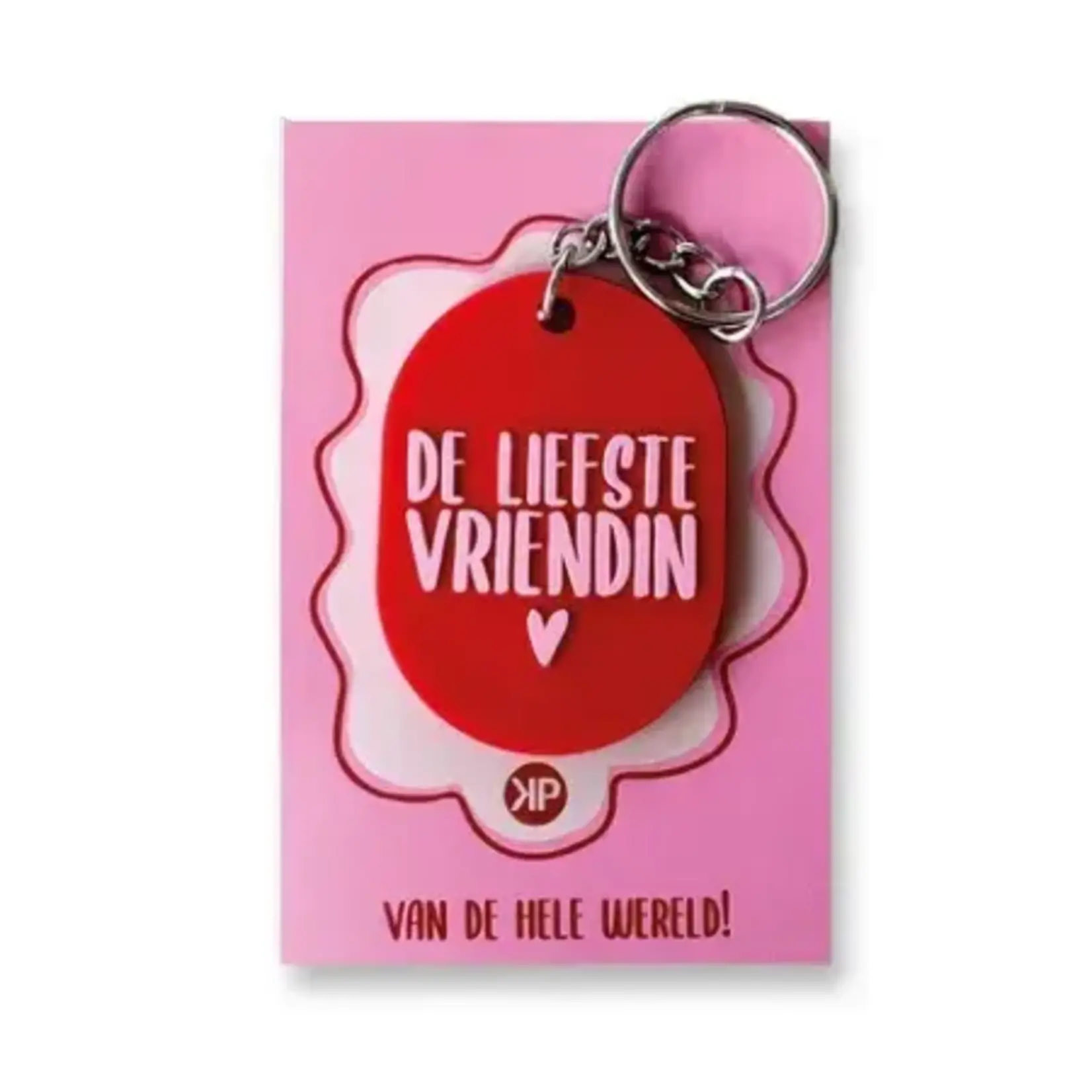 Sleutelhanger ovaal VRIENDIN - PVC - Rood/Roze - 50x36mm