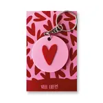 Sleutelhanger rond HART - PVC - Roze/Rood - Ø40mm