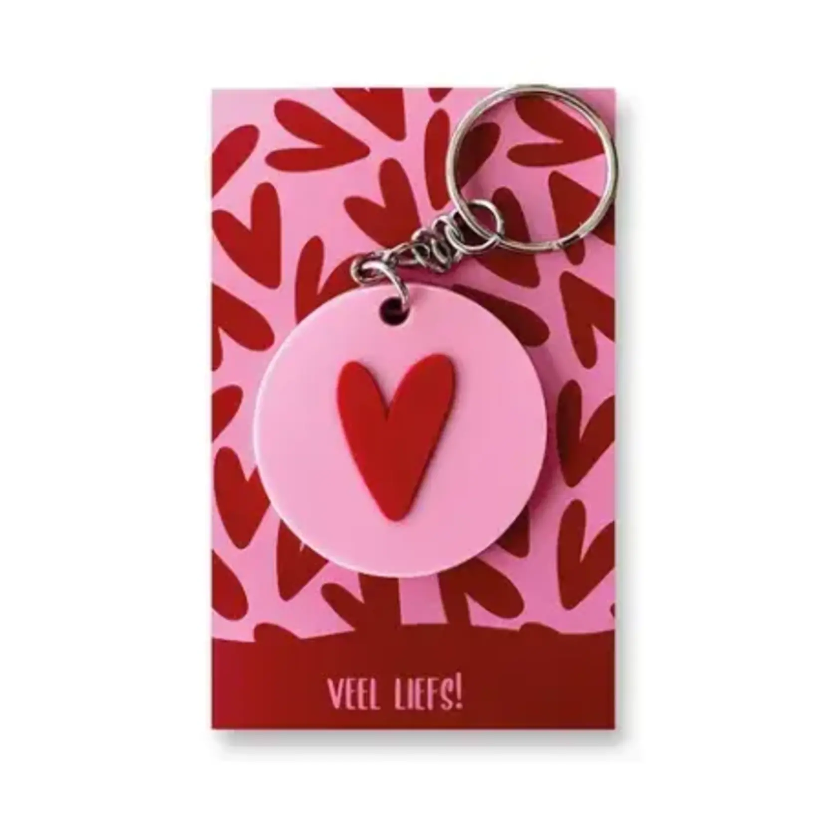 Sleutelhanger rond HART - PVC - Roze/Rood - Ø40mm