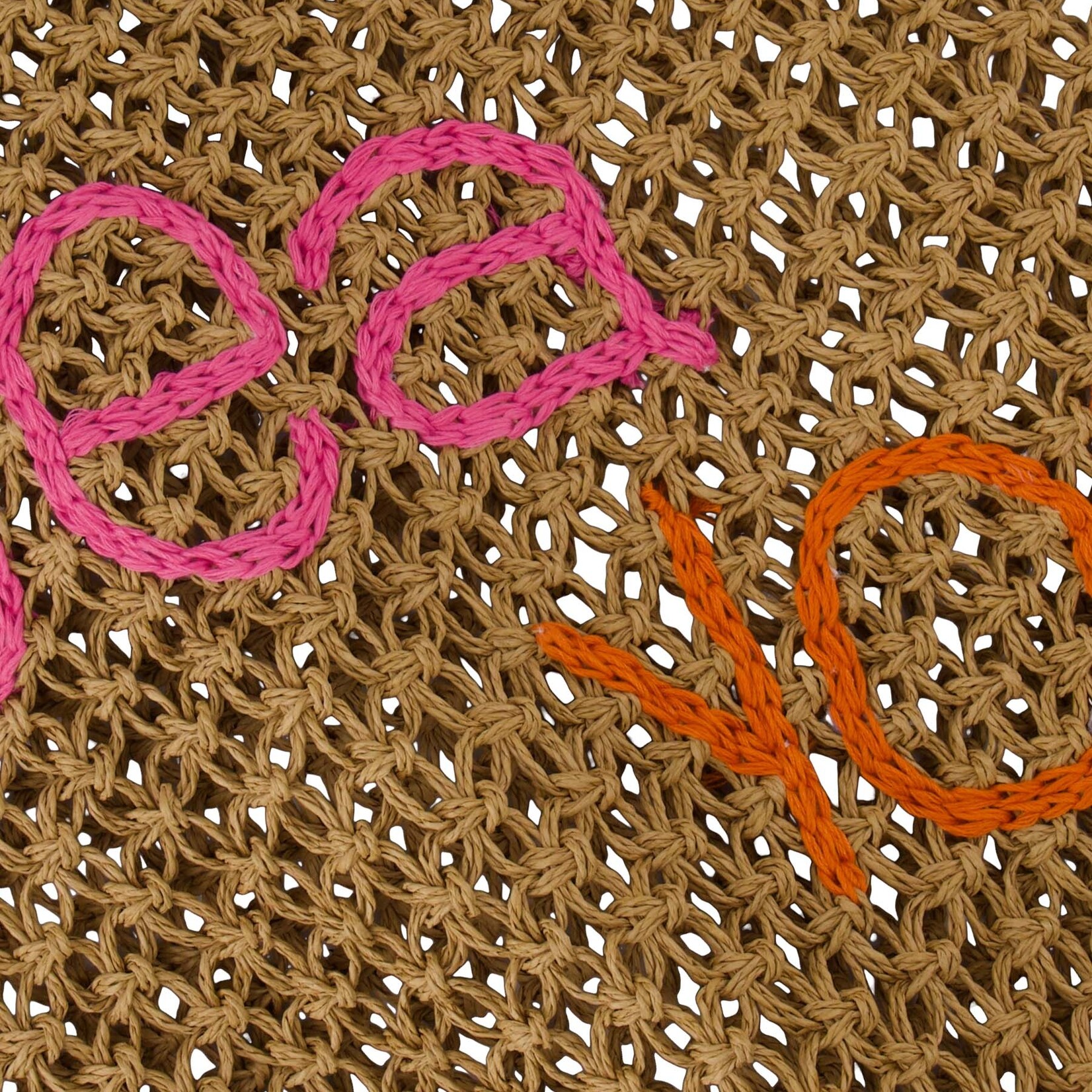 Zusss Shopper SEA YOU - Raffia - Sahara/Roze/Oranje - 44x38x10cm