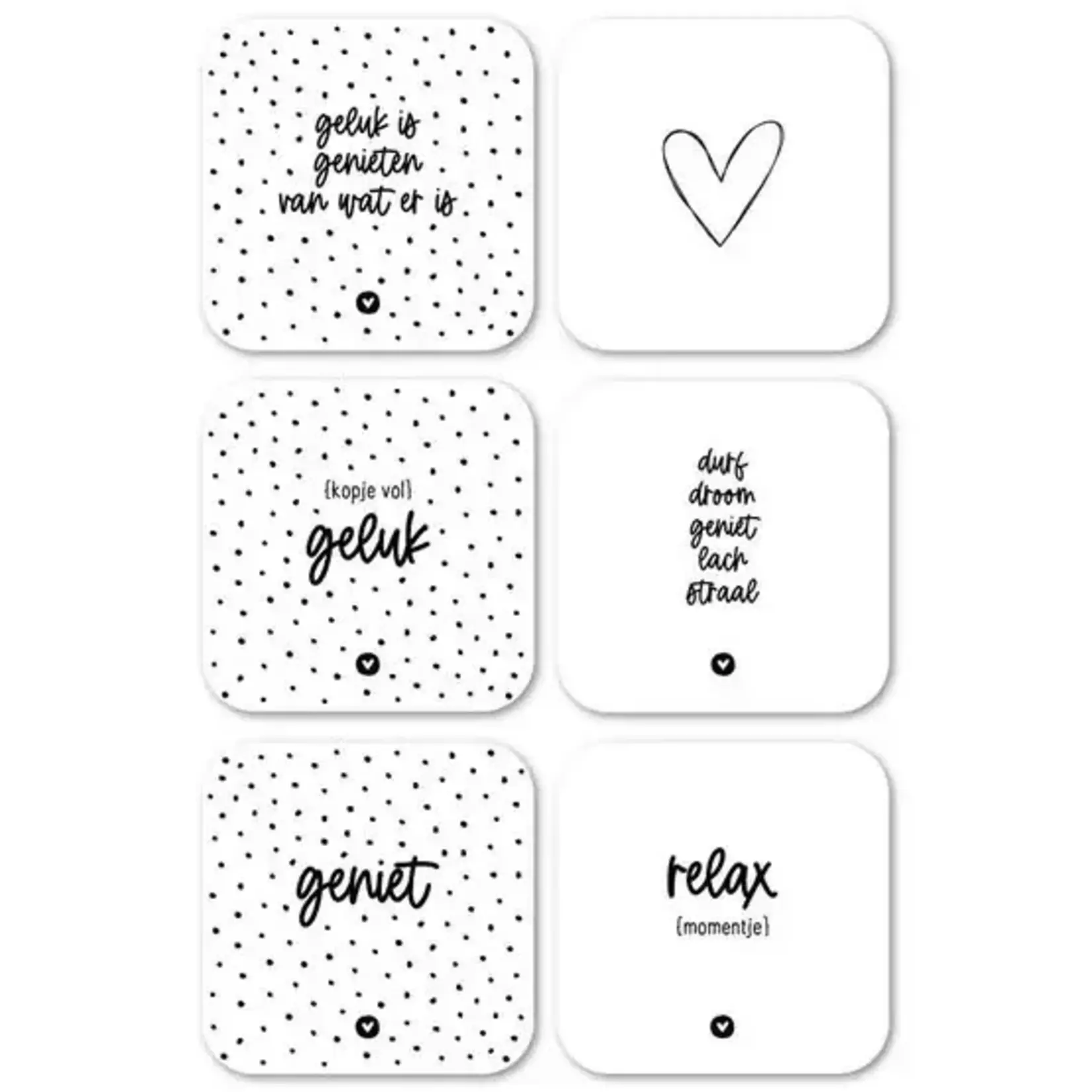 Onderzetters - Vinyl - Zwart/Wit  - Set van 6