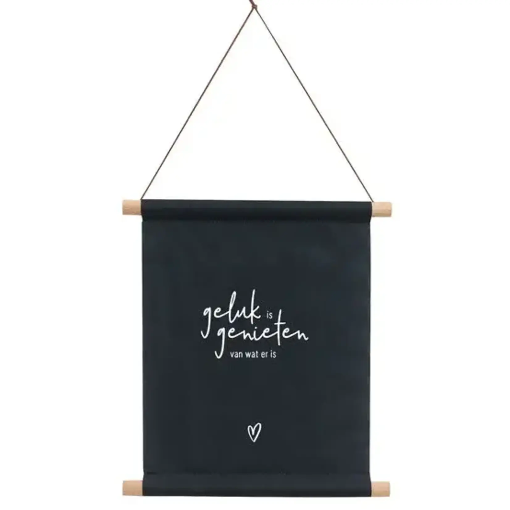 Textielposter "Geluk is genieten van wat er is" - Zwart - 30 x 40cm