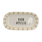 Schaal "Buon Appetito" - Keramiek - Taupe/Wit/Zwart - 21,5 x 11 x 2 cm