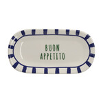 Schaal "Buon Appetito" - Keramiek - Blauw/Wit/Groen - 	21,5 x 11 x 2 cm