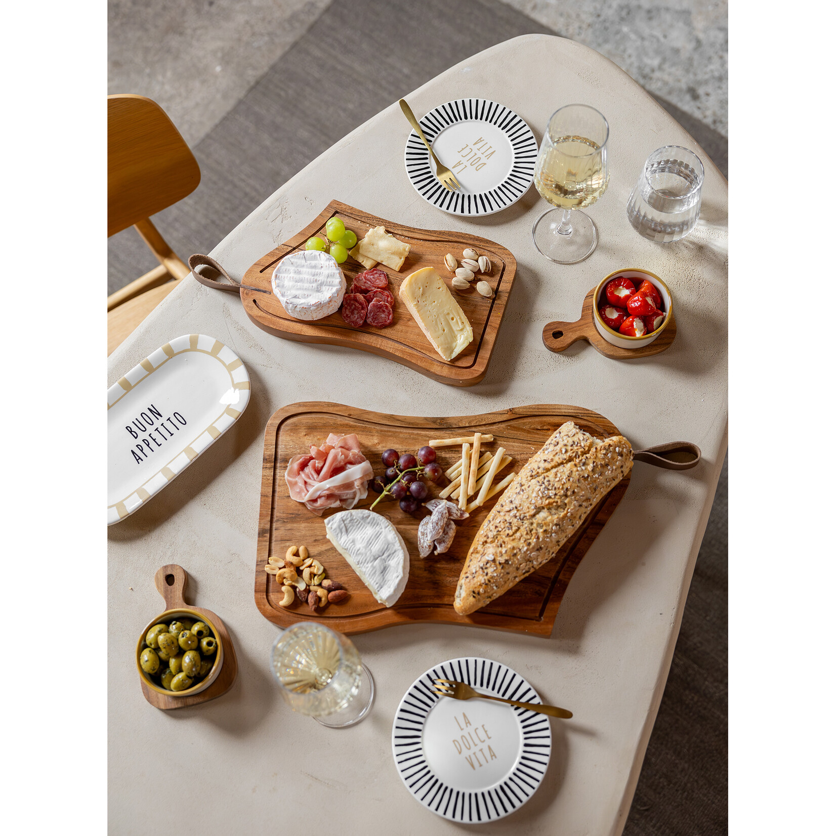 Schaal "Buon Appetito" - Keramiek - Taupe/Wit/Zwart - 21,5 x 11 x 2 cm
