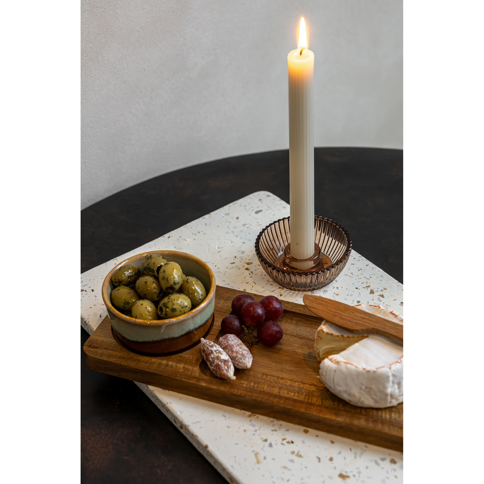 Serveerset JIP - Rechthoek - Hout/Keramiek - Bruin/Groen