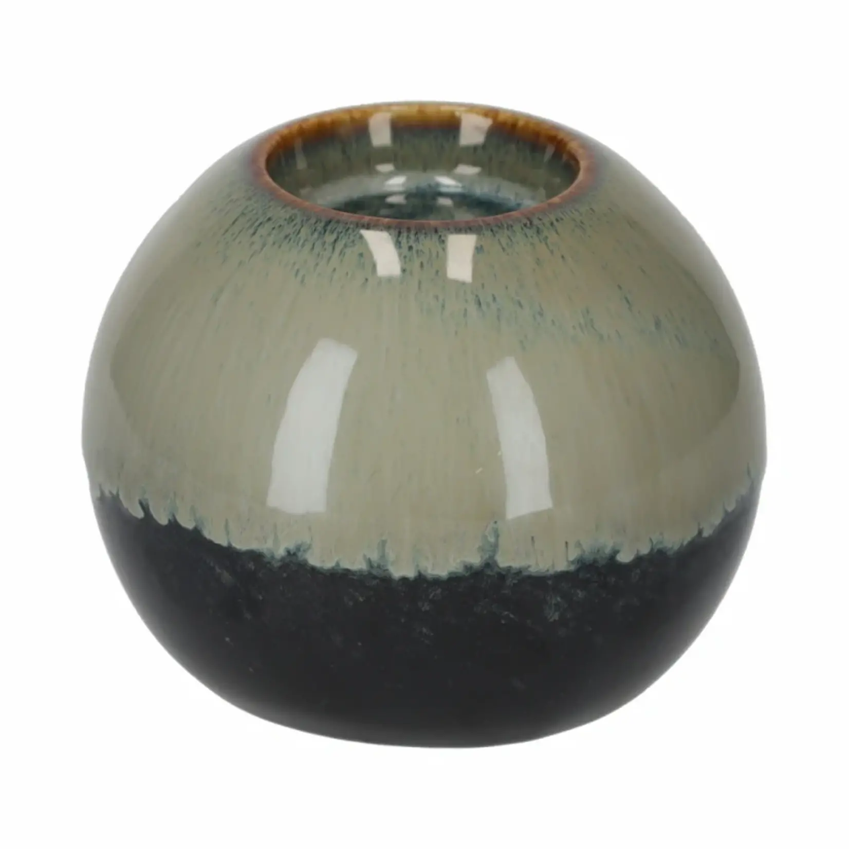 Theelichthouder BODHI - Keramiek - Groen - Ø10 x 8 cm