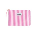 Toilet-/Make-up tasje - SMALLE STREPEN - Polyester - Roze/Wit - 21.5 x 15 x 1cm