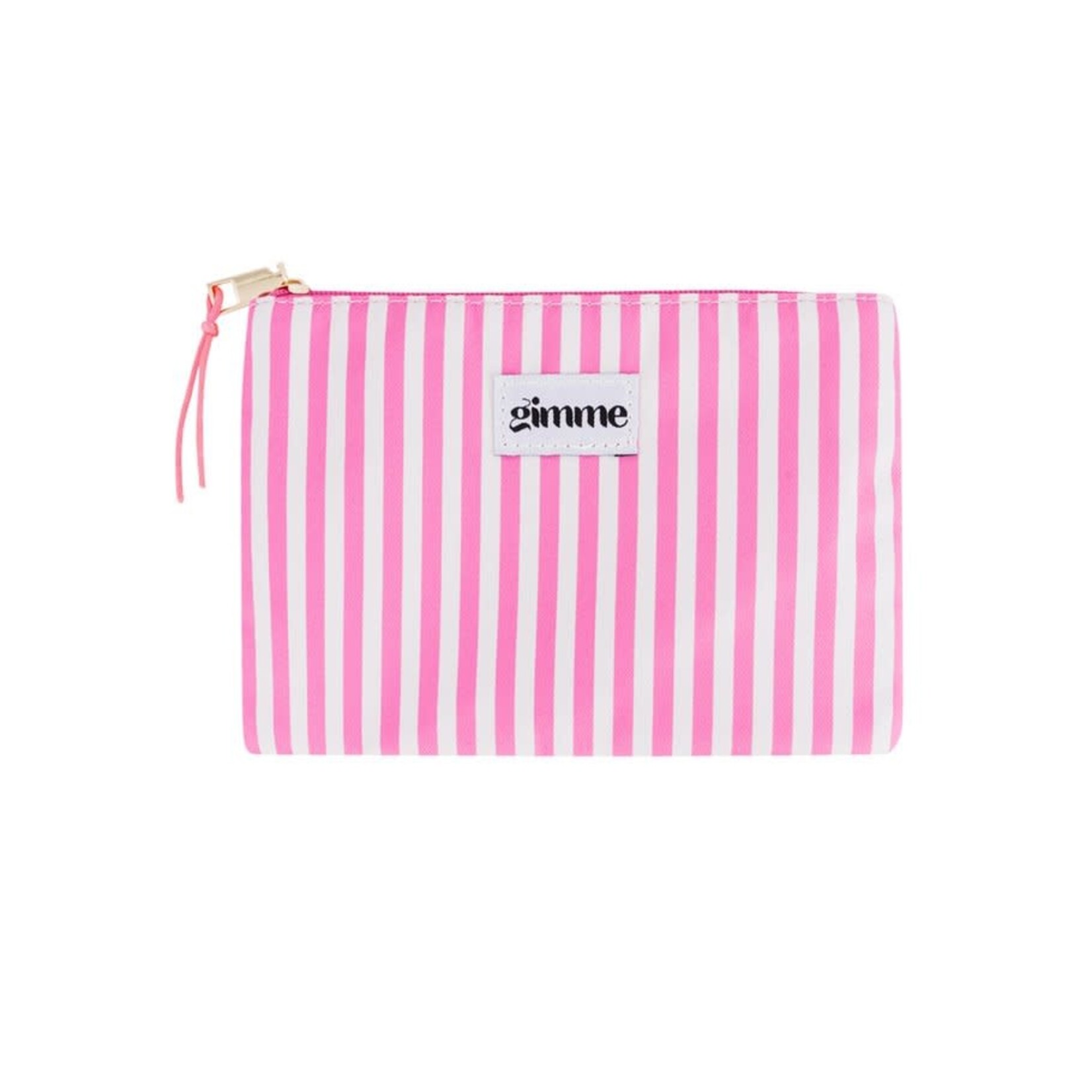 Toilet-/Make-up tasje - SMALLE STREPEN - Polyester - Roze/Wit - 21.5 x 15 x 1cm