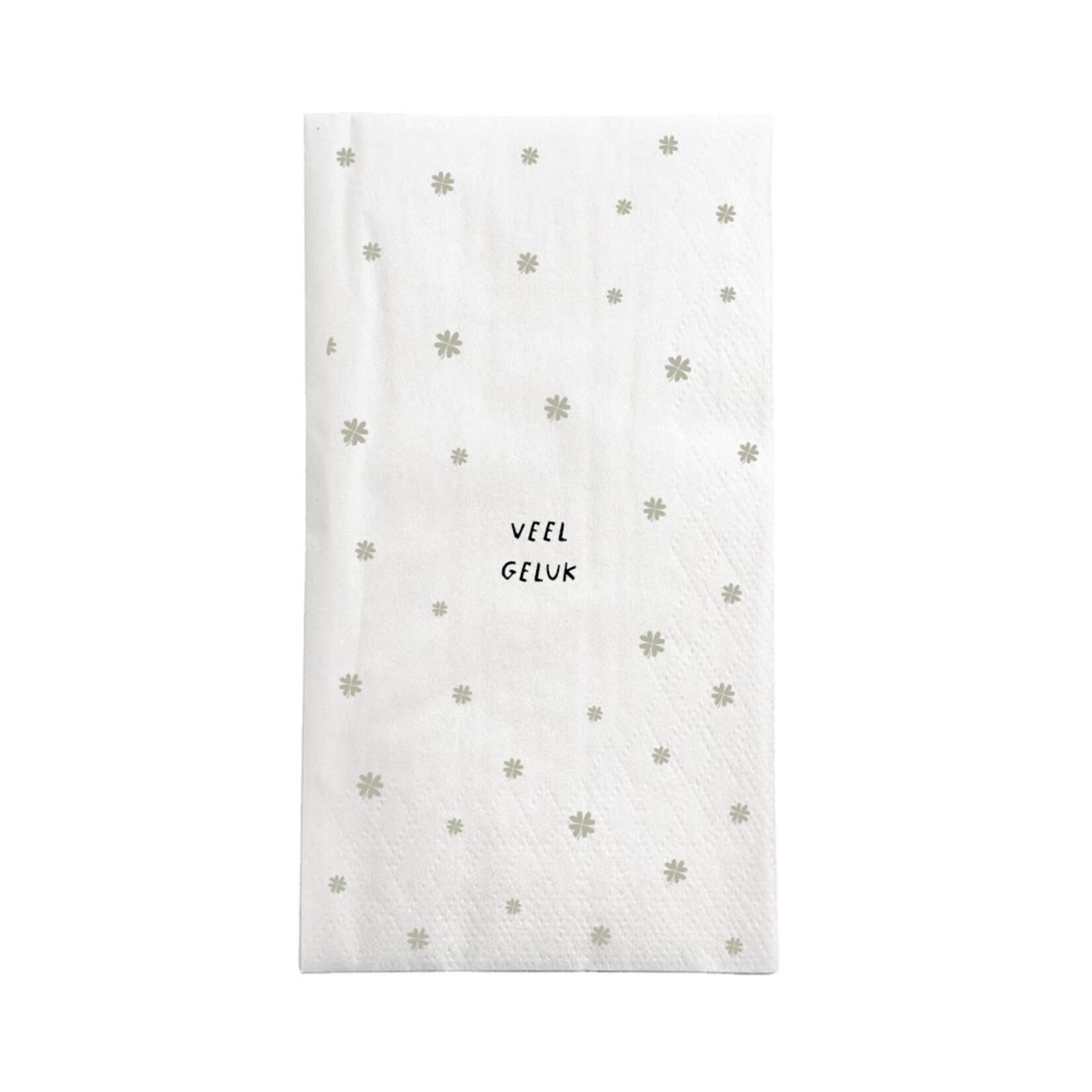 Zusss Servetten - "Veel geluk" - Wit/Groen - 11 x 20 cm