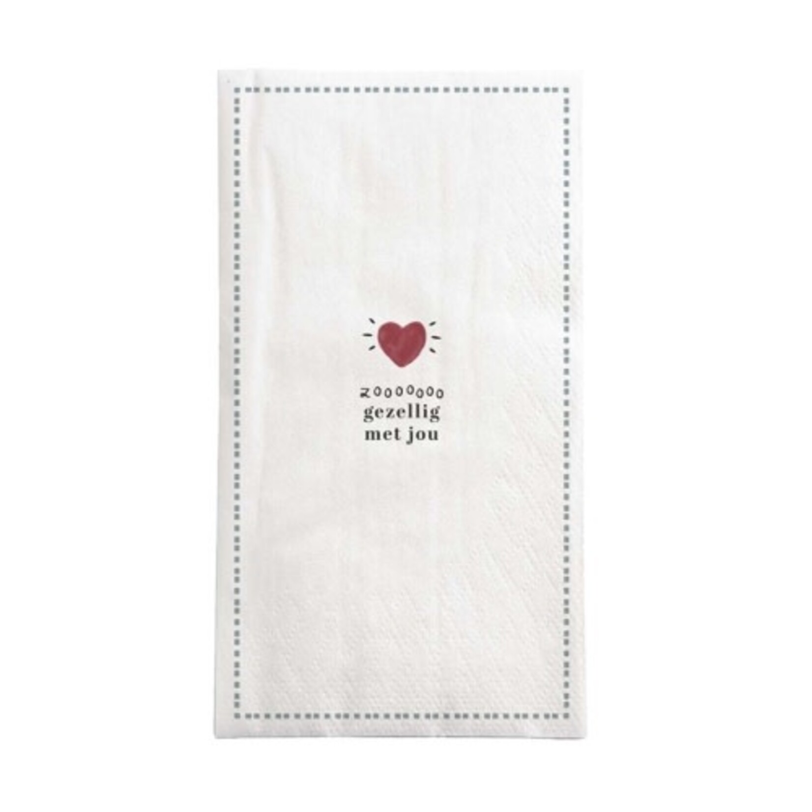Zusss Servetten - "Zoooooo gezellig met jou" - Wit/Rood/Grijsblauw - 11 x 20 cm