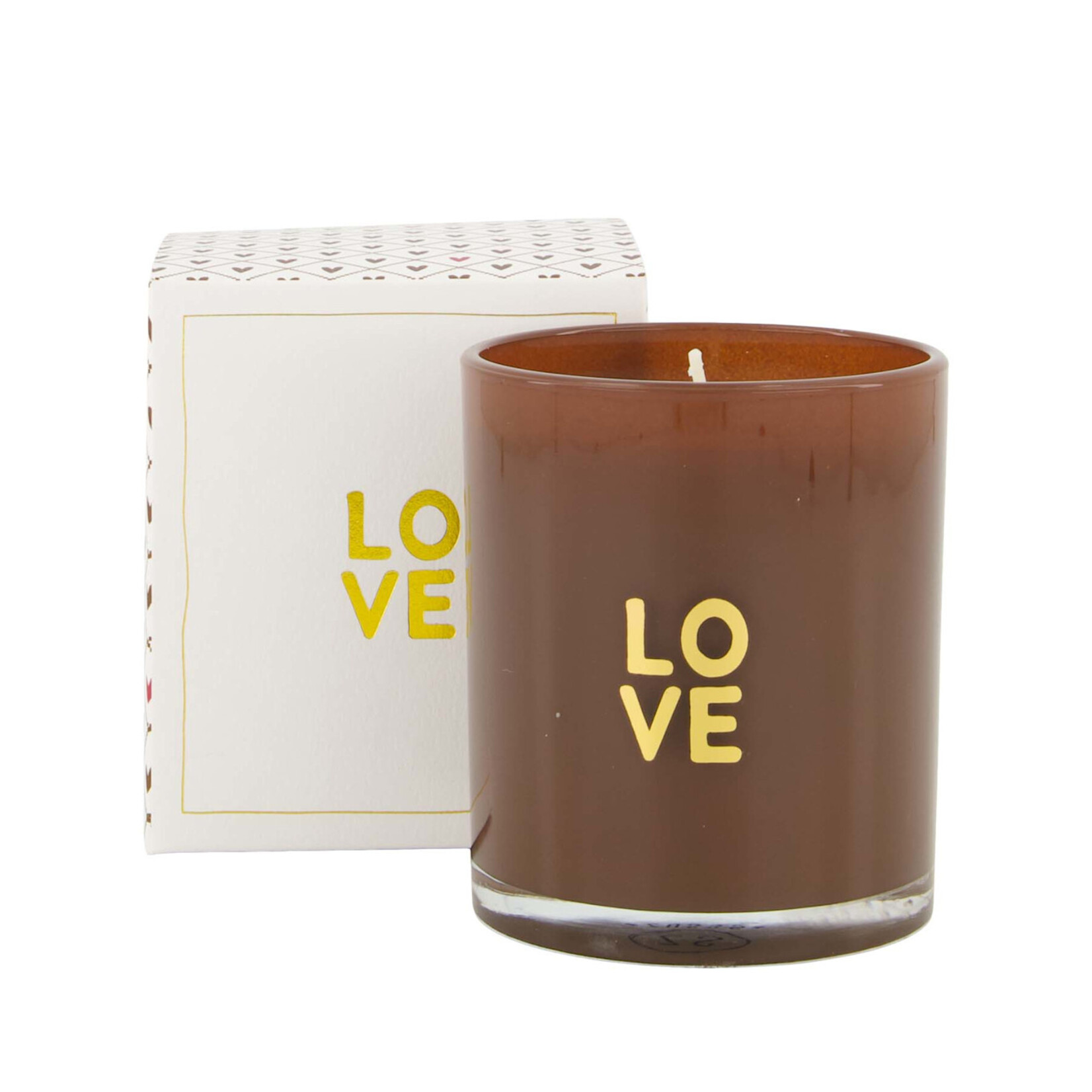 Zusss Geurkaars in doosje - Love - Bruin - Ø8x9cm