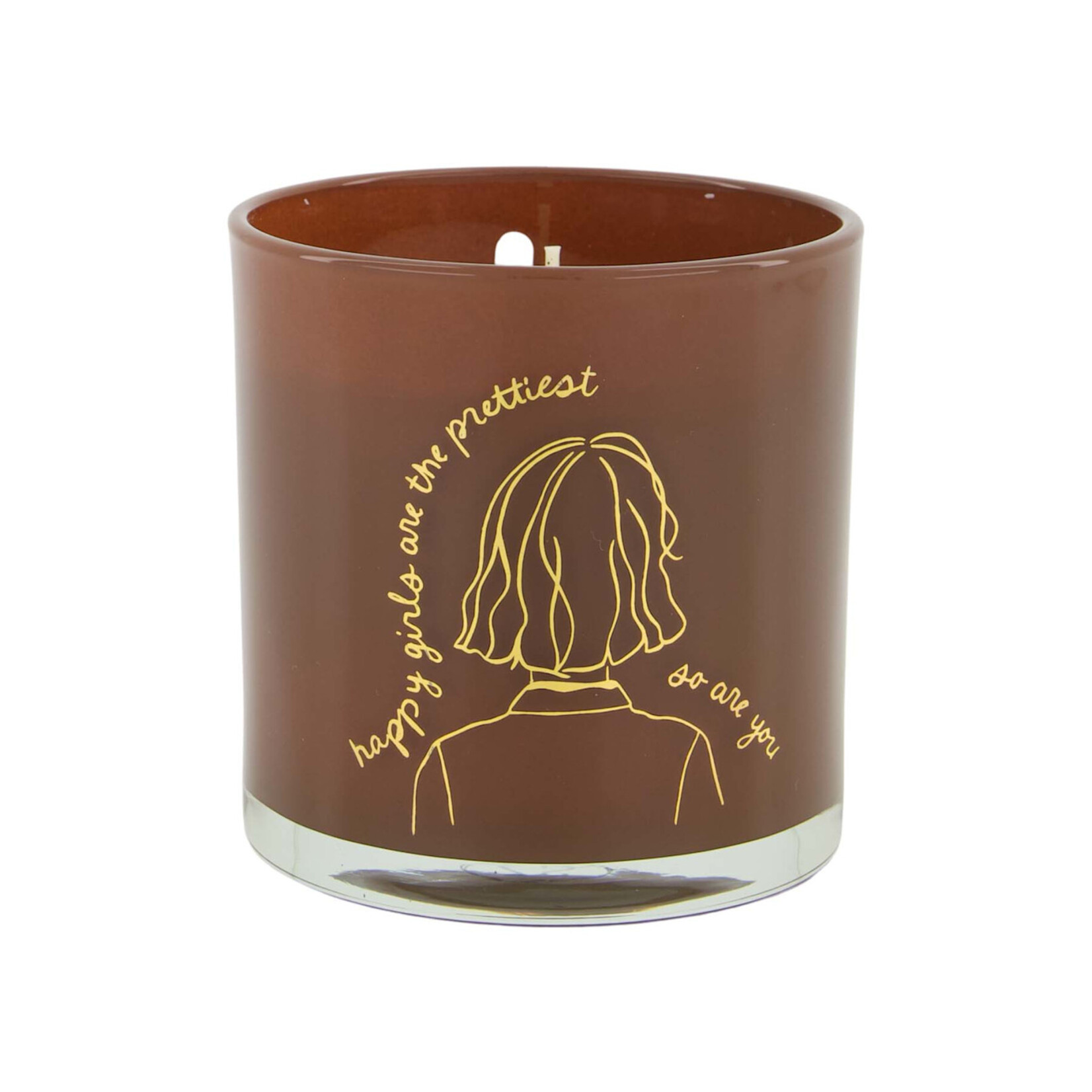 Zusss Geurkaars "Happy girls are....." - Glas - Bruin - Ø10 x 10cm