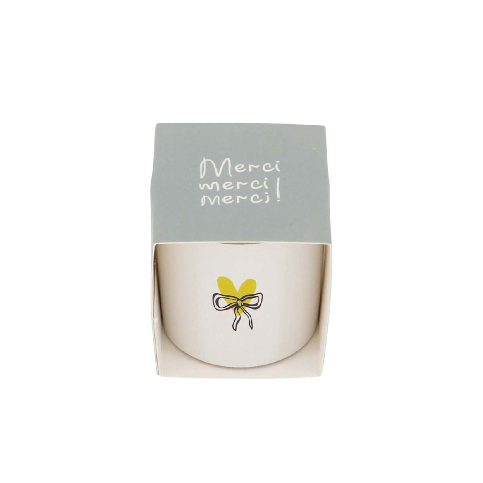 Zusss Geurkaarsje in wikkel - "Merci" - Wit/Grijsblauw - 4,7 x 4,4cm