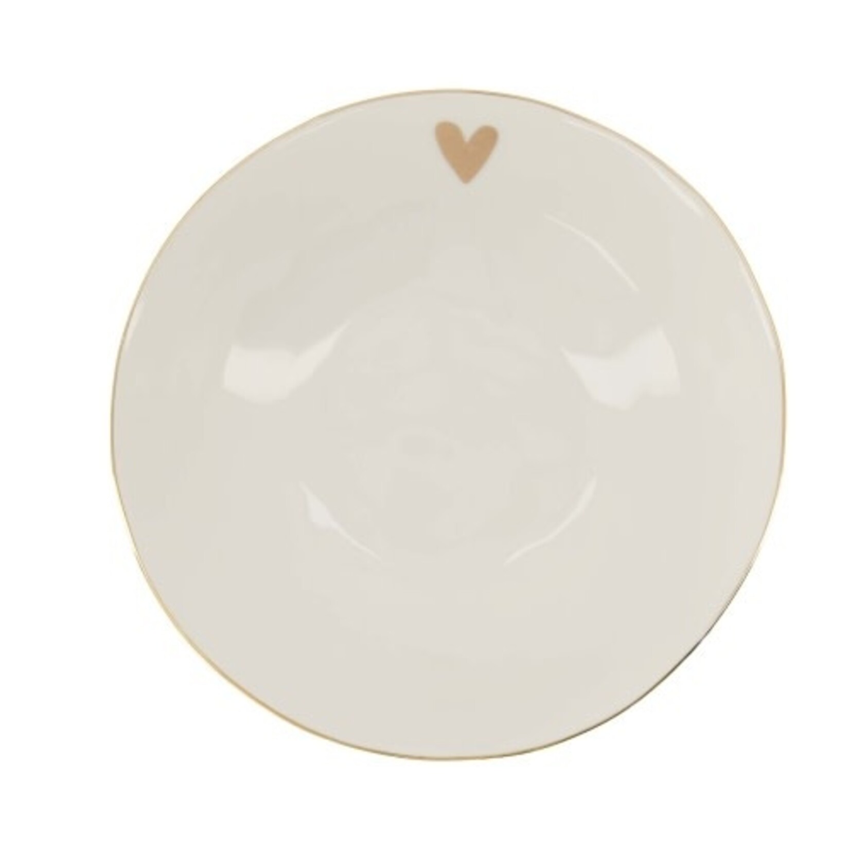 Zusss Diep bord - Hartje - Keramiek - Wit/Goud - Ø20 x 5,5cm