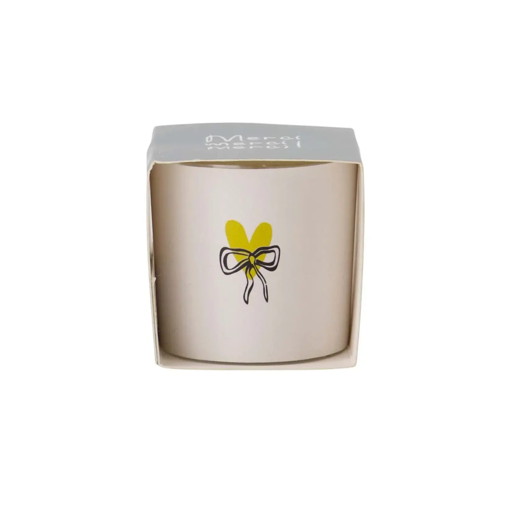 Zusss Geurkaarsje in wikkel - "Merci" - Wit/Grijsblauw - 4,7 x 4,4cm