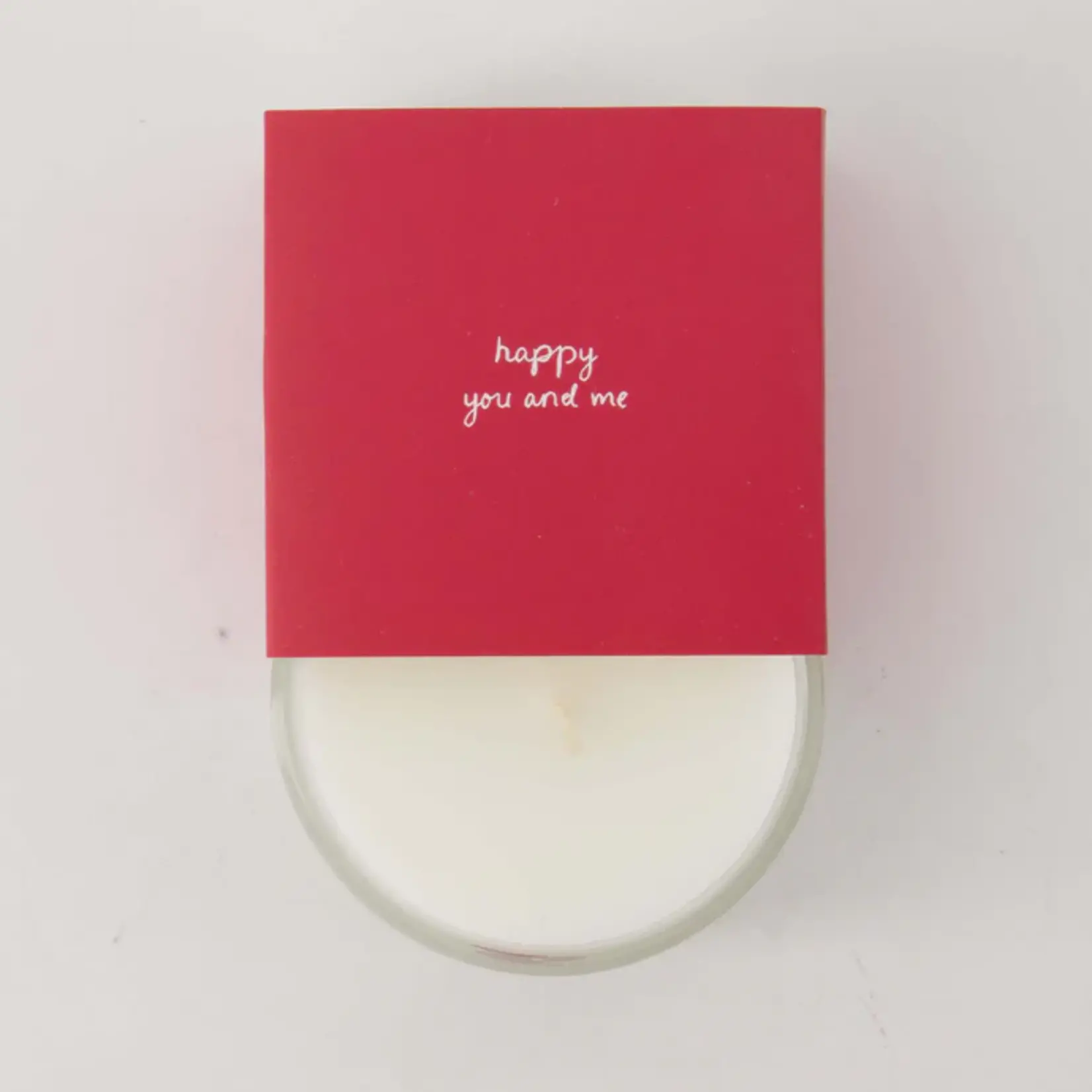 Zusss Geurkaars in wikkel - "Happy you and me" - Wit/Rood - Ø7,5 x 5cm