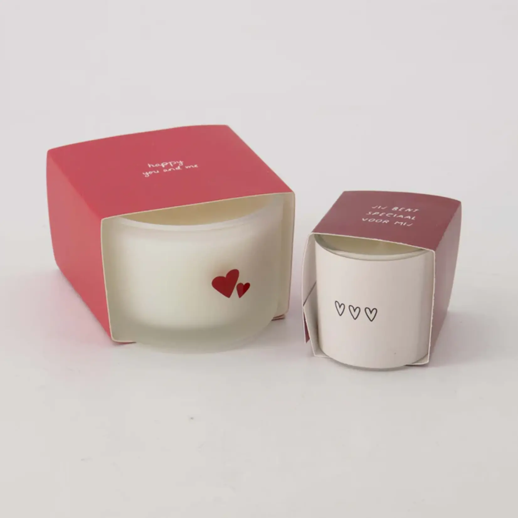 Zusss Geurkaars in wikkel - "Happy you and me" - Wit/Rood - Ø7,5 x 5cm