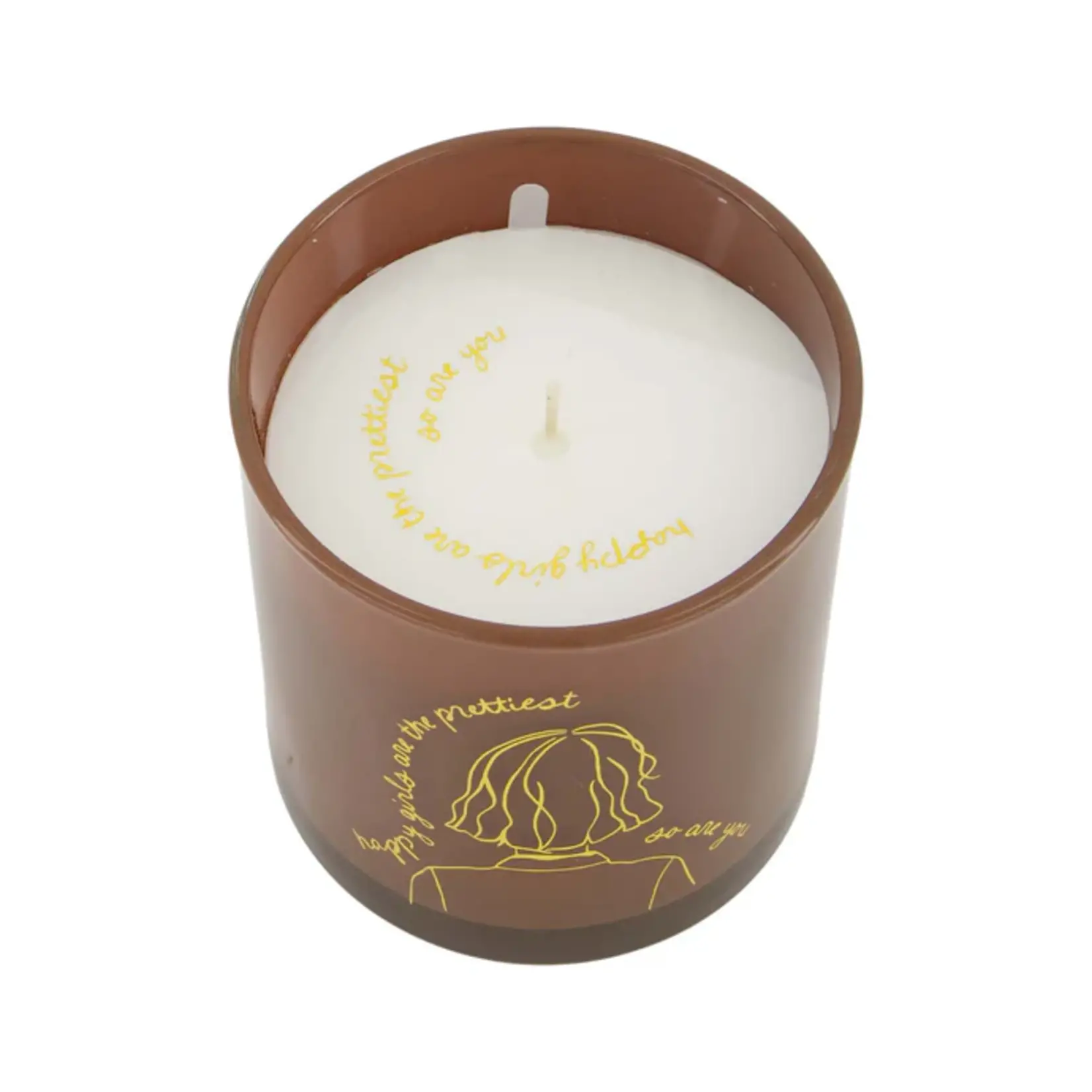 Zusss Geurkaars "Happy girls are....." - Glas - Bruin - Ø10 x 10cm