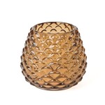 Theelichthouder - Glas - Cognac - 10 x 10cm