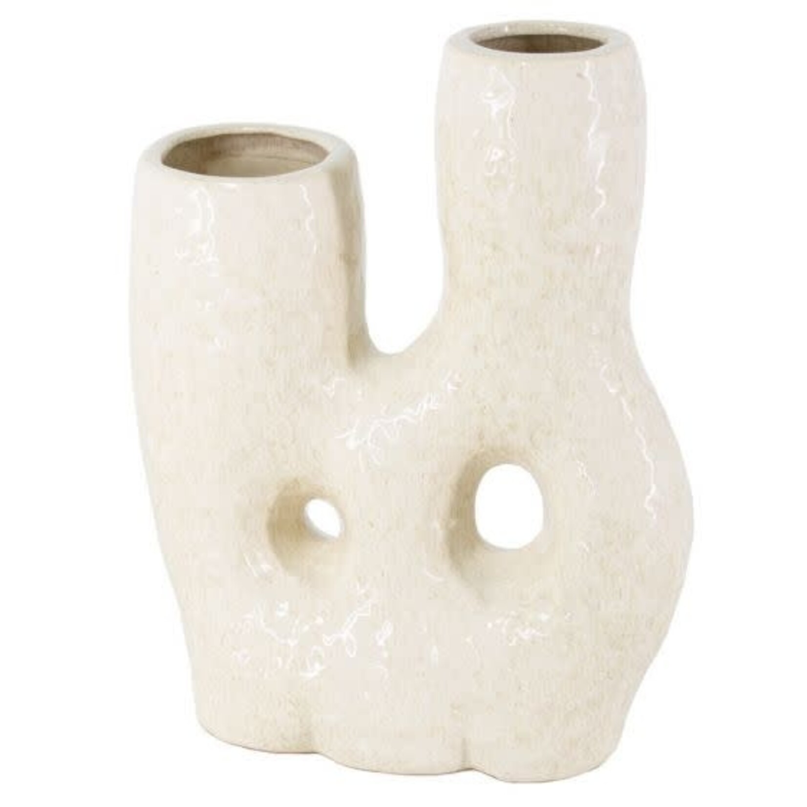 Vaas met gaten - Aardewerk - Beige - 24 x 10,5 x 31cm
