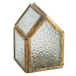 Windlicht HUISJE - Metaal/Glas - Goud - 6 x 6 x 10cm
