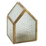 Windlicht HUISJE - Metaal/Glas - Goud - 9 x 9 x 13cm