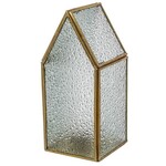 Windlicht HUISJE - Metaal/Glas - Goud - 11 x 11 x 25cm