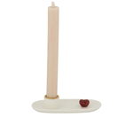 Zusss Kandelaar met hartje - Keramiek - Wit/Rood - 14x6cm